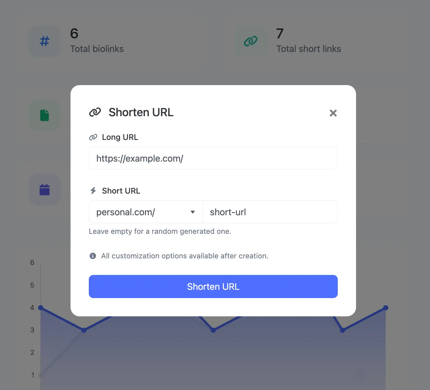 Captura de tela da página de edição de URL curto do aplicativo